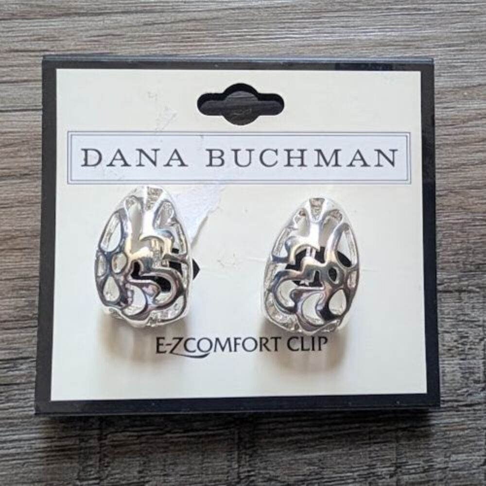 NWT DANA BUCHMAN  Silver-tone Cut Out Comfort-Clip Curve Earrings